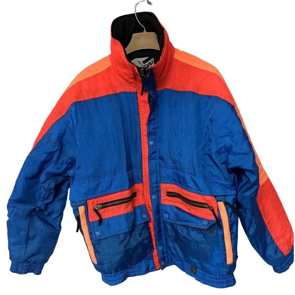 Helly Hanson Europa Youth Ski Jacket Blue & Orange Colorblock Medium
